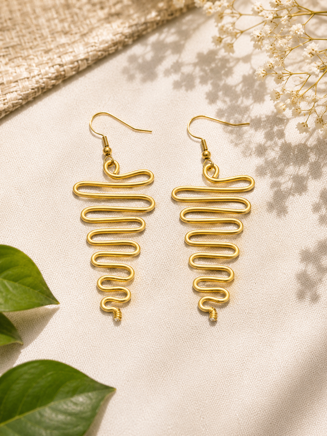 Handmade Gold Spiral Wire Earrings
