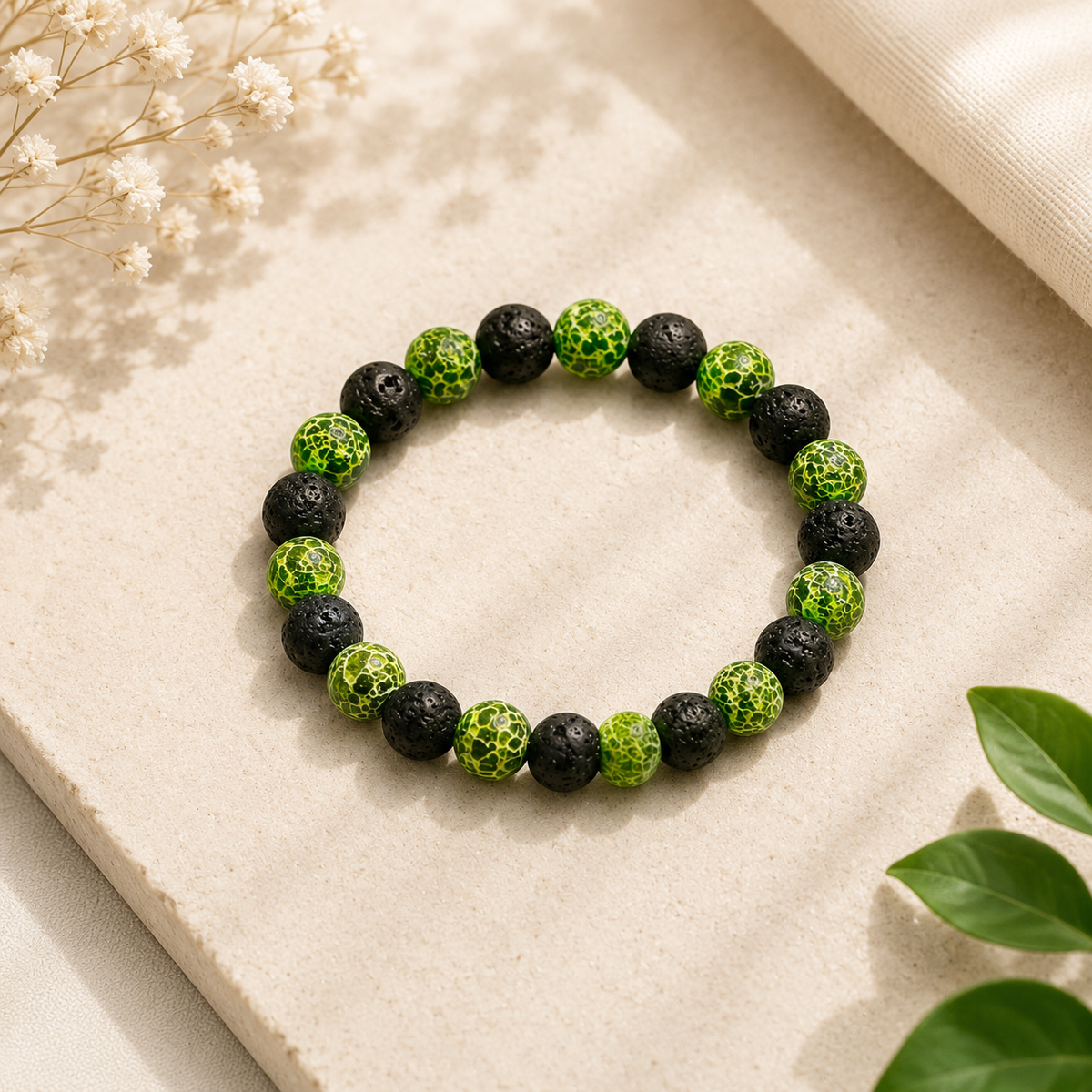 Green Lava Stone Bracelet
