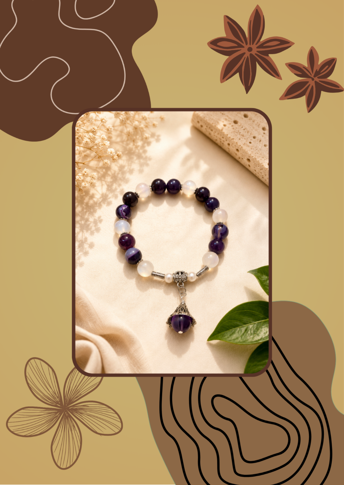Natural Amethyst Stone Bracelet with Freshwater Pearls