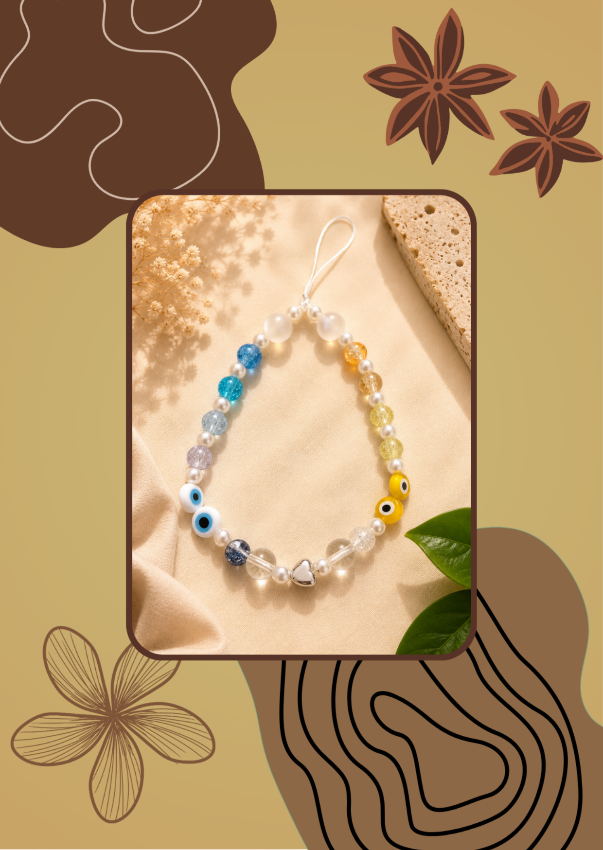 Blue & Yellow Evil Eye Phone Charm