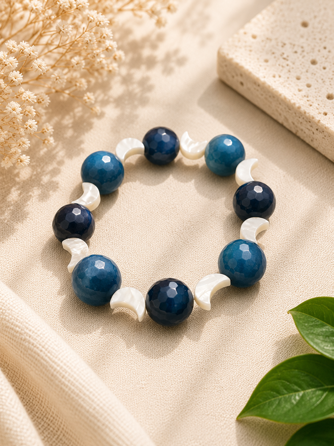Blue Agate Moon Bracelet