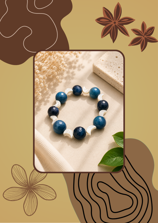 Blue Agate Moon Bracelet