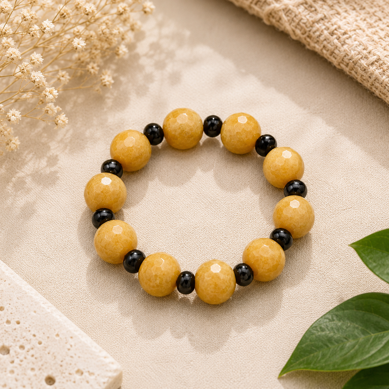 Genuine Yellow Agate Bracelet
