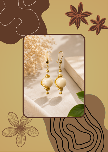 Handmade Gold Wire Pearl Earrings